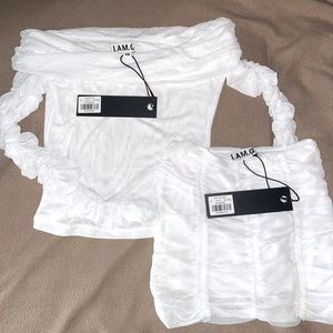 girly white i.am.gia ruched set size xs - quartz top, parton skirt - coquette